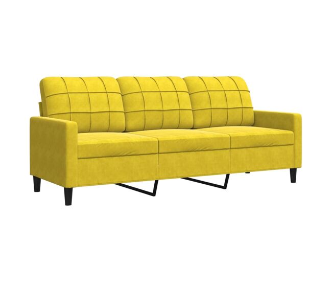 Sofá de 3 lugares - sofá fixo 180 cm veludo amarelo