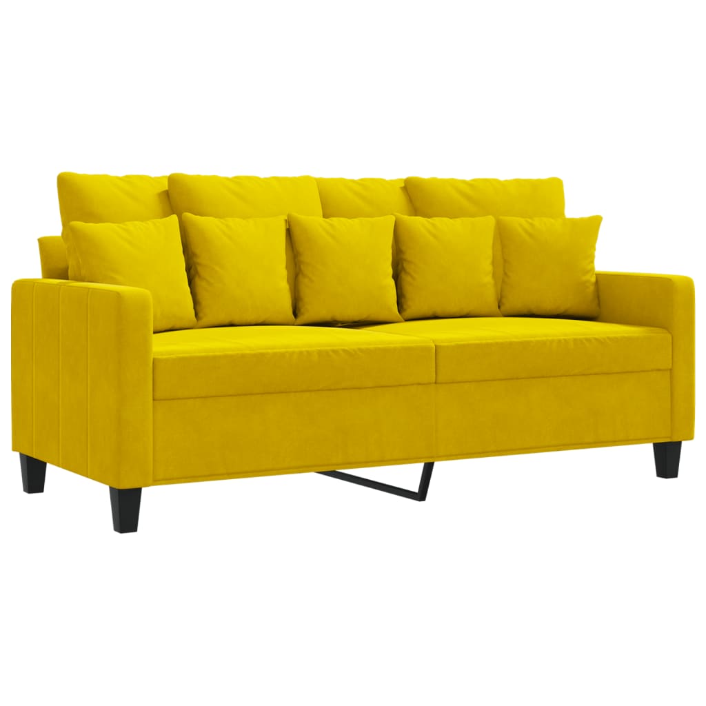 Sofá de 2 lugares - sofá fixo veludo 140 cm amarelo