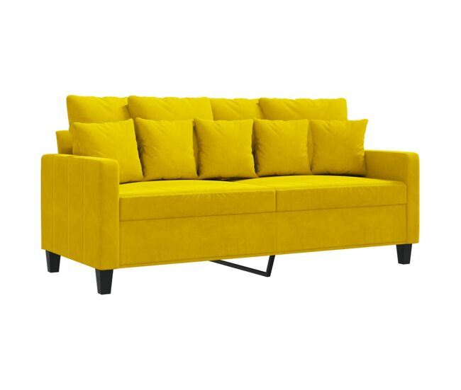 Sofá de 2 lugares - sofá fixo veludo 140 cm amarelo