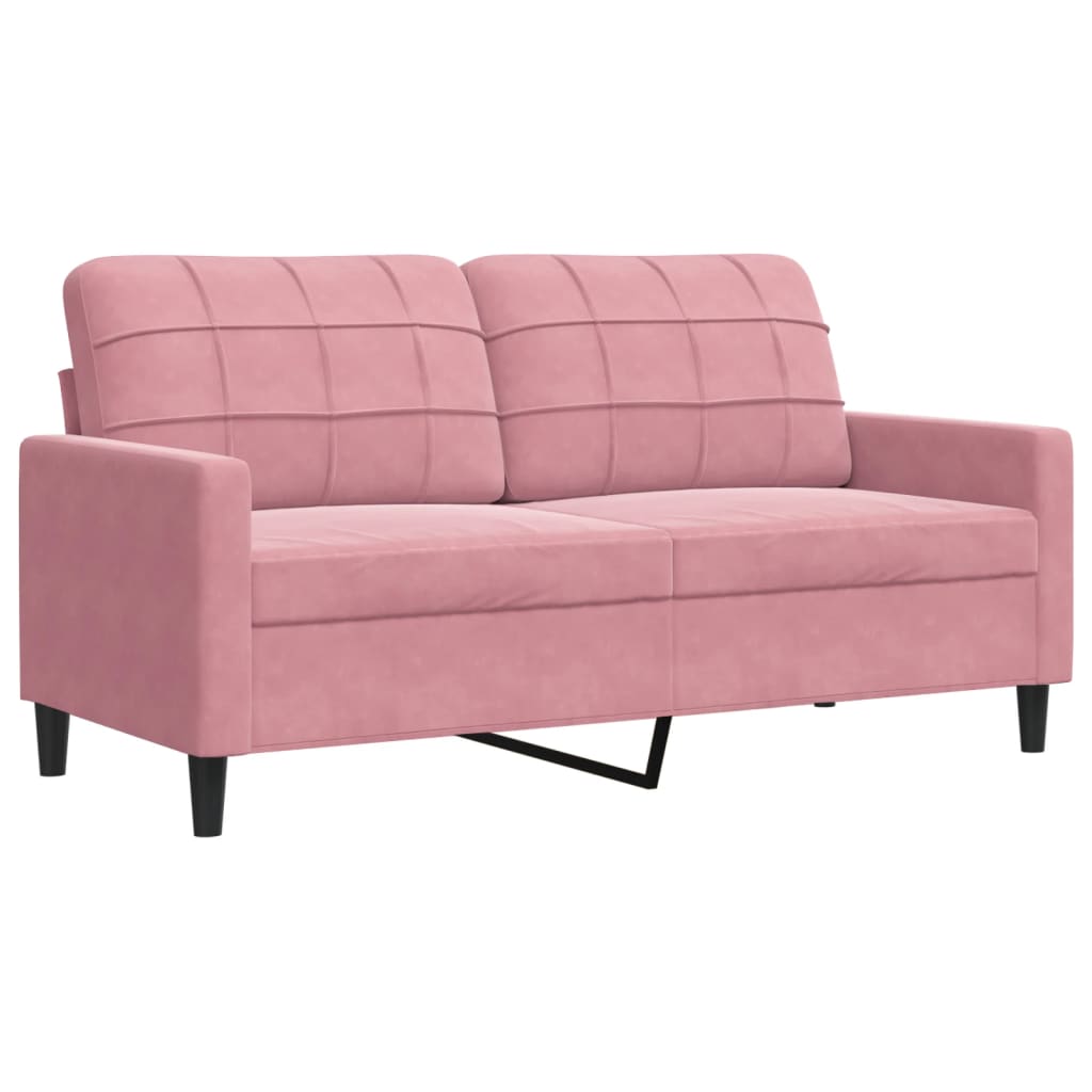 Sofá de 2 lugares - sofá fixo veludo 140 cm rosa