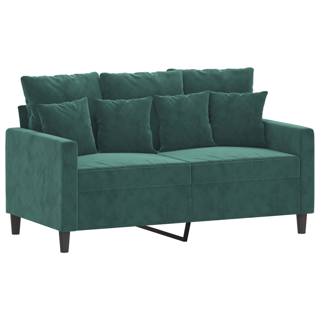 Sofá de 2 lugares - sofá fixo 120 cm veludo verde-escuro