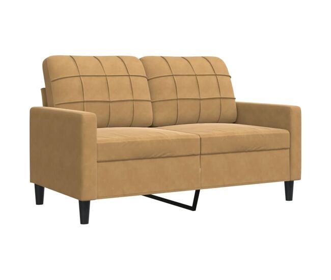 Sofá de 2 lugares - sofá fixo veludo 120 cm castanho