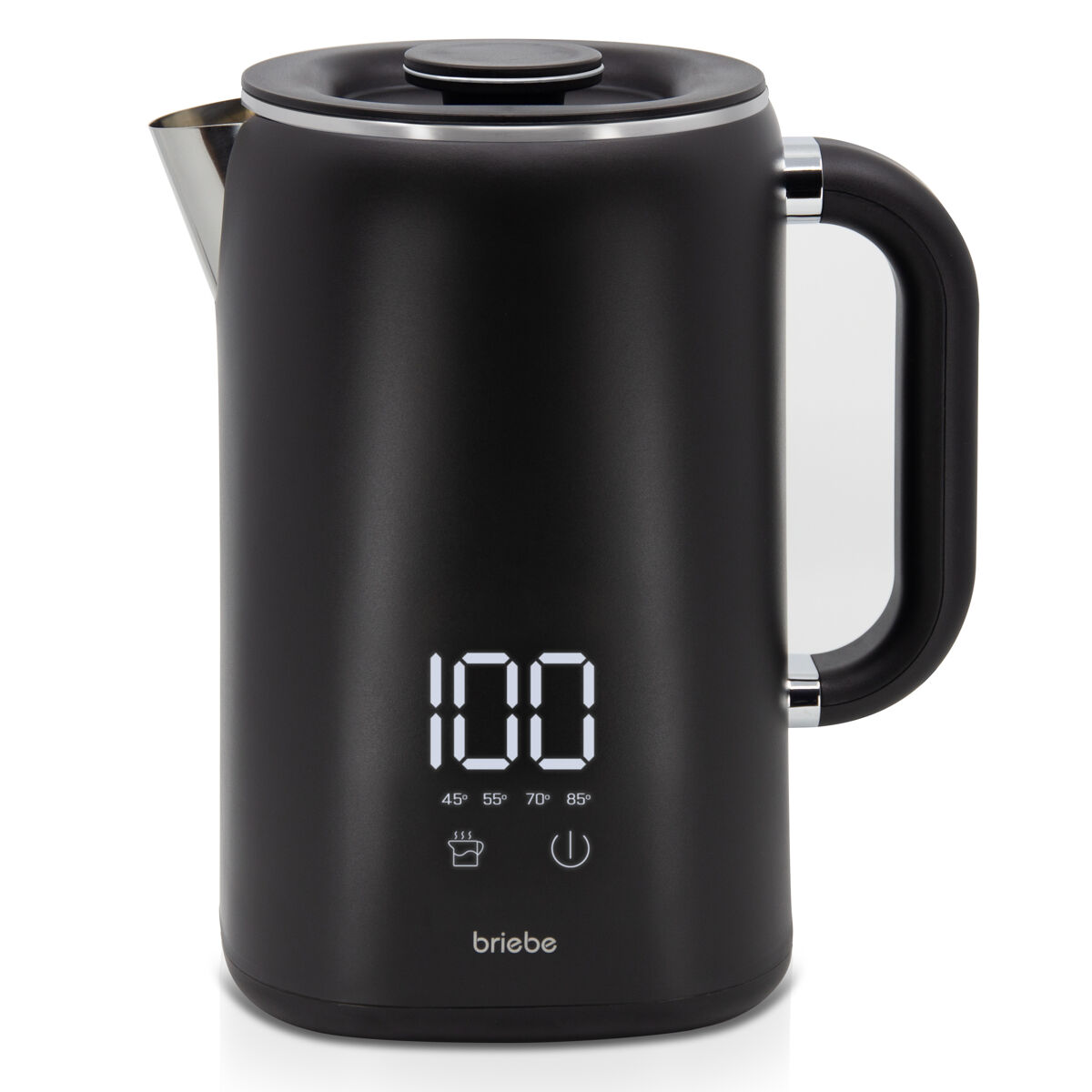 Briebe kt1175blk eboil bouilloire électrique de água 1,7l controlador de temperatura digital 45°c a 100°c função  keep warm, 1500, noir