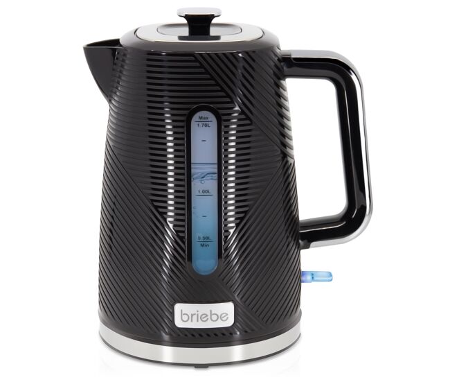 Briebe kt1168blk elegance chaleira elétrica 1,7 l sem bpa, base 360°, controlador strix, desligamento automático, 2200, preto