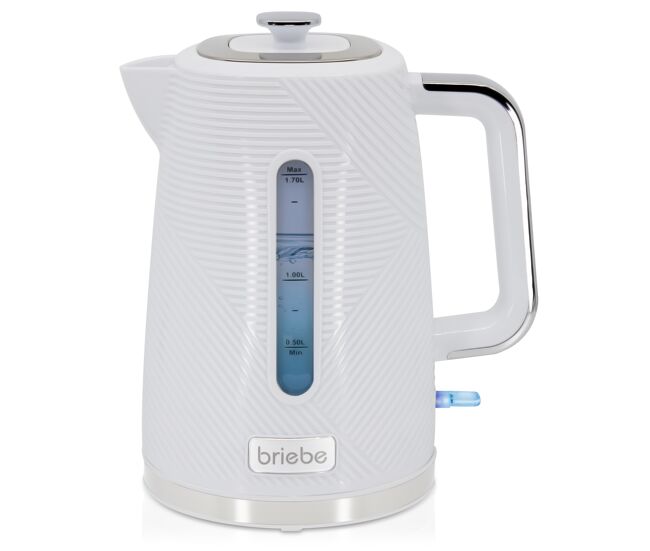 Briebe kt1168wht elegance bouilloire électrique 1,7 l sem bpa, base 360°, controlador strix, desligamento automático, 2200, blanc