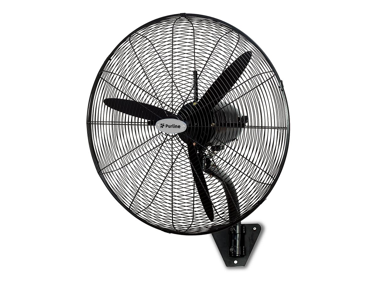 Ventilador industrial de parede 230w com pás de alumínio. 3 velocidades. 230w. diâmetro das pás: 75cm. corpo metálico. oscilação horizontal automática de 90?