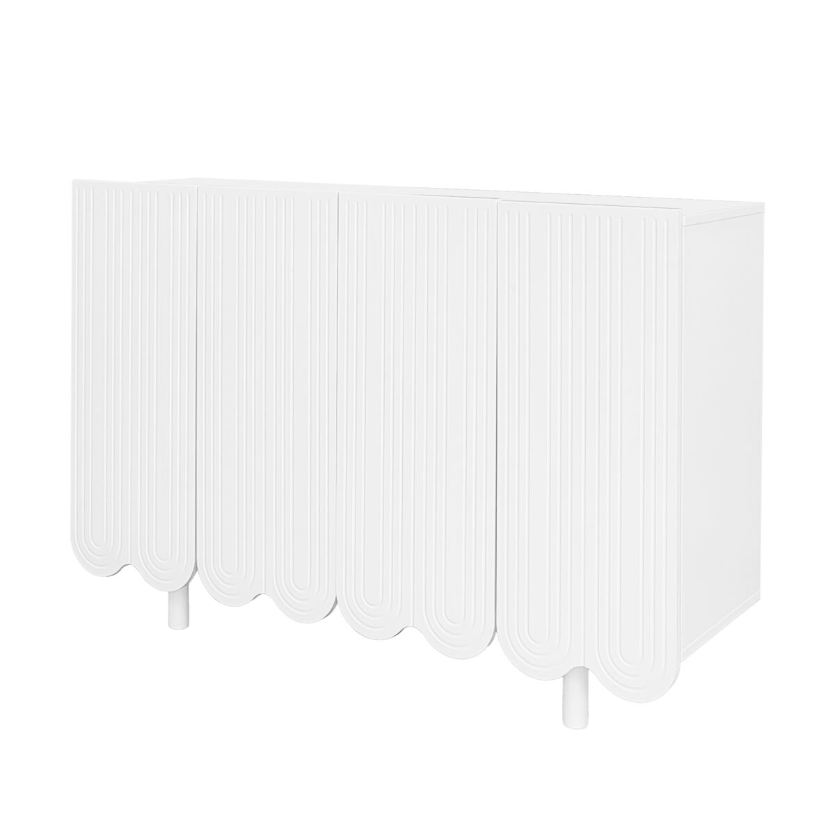 Aparador moderno - 4 portas em u com prateleiras - branco
