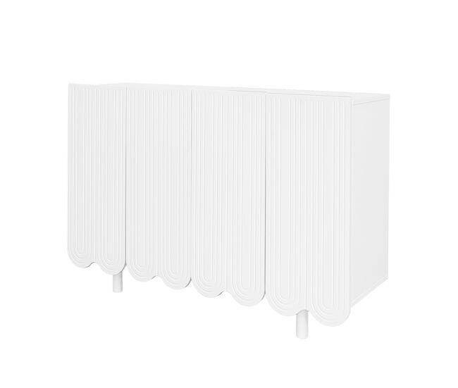 Aparador moderno - 4 portas em u com prateleiras - branco