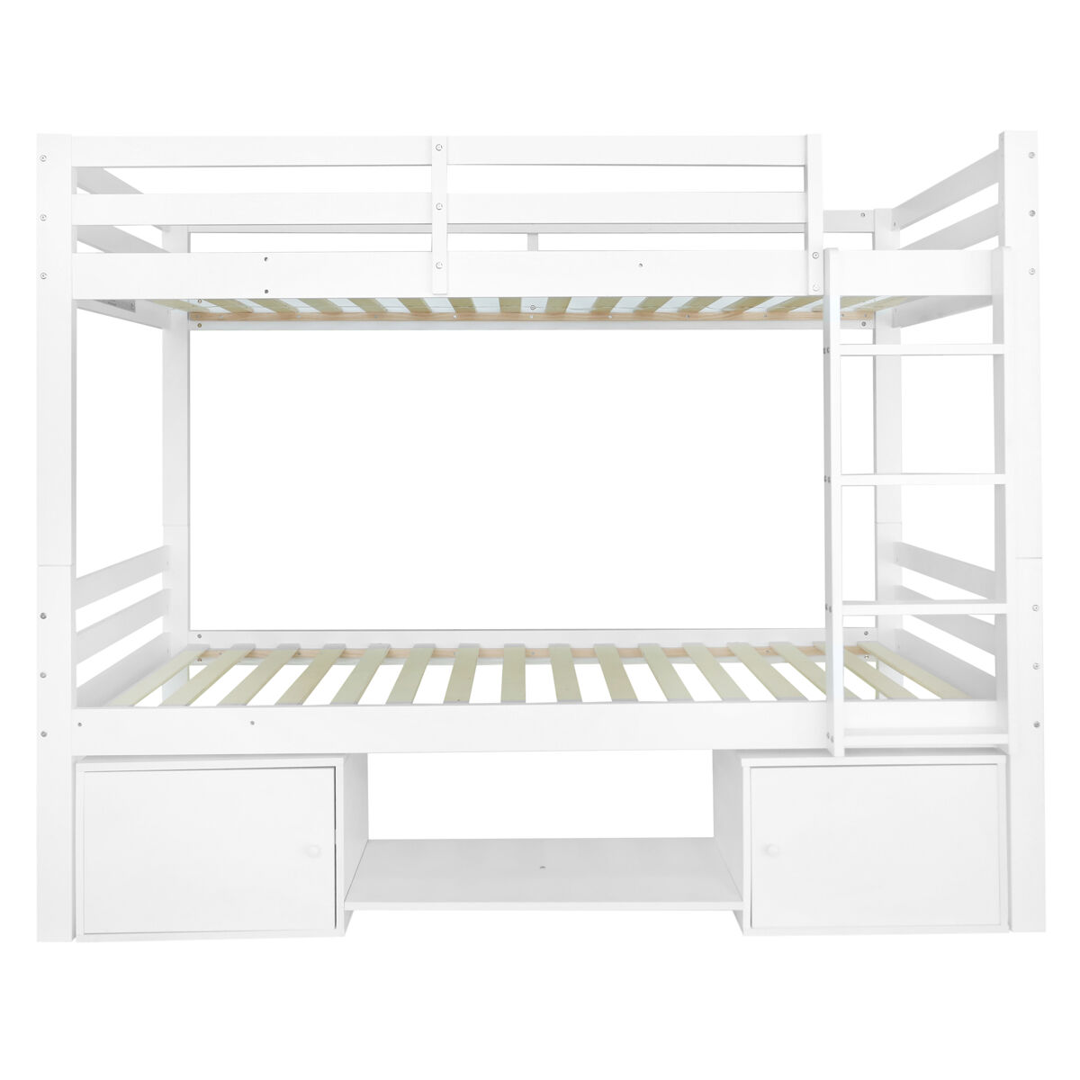 Beliche em pinho maciço 90x200 cm com móvel de arrumação e sapateira - pode ser dividido em 2 camas individuais - branco