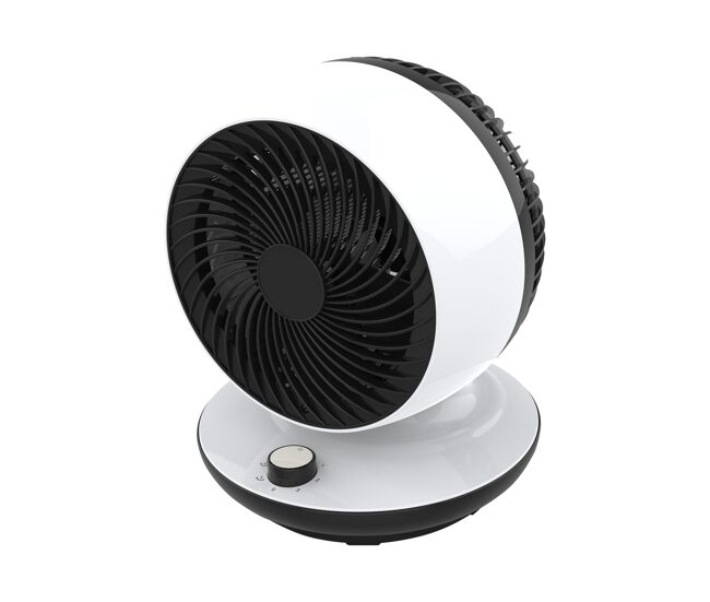 Ventilador de mesa, sem lâminas e com oscilação automática. inclui painel electrónico com 3 velocidades, 3 modos e temporizador.