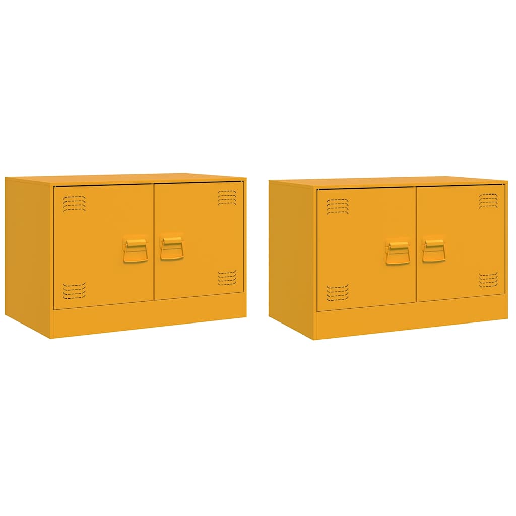 Móveis de tv - armários tv 2 pcs 67x39x44 cm aço amarelo mostarda