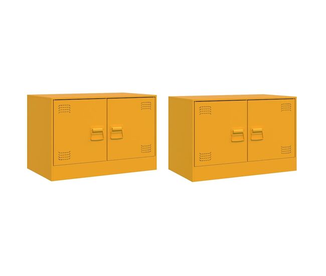 Móveis de tv - armários tv 2 pcs 67x39x44 cm aço amarelo mostarda