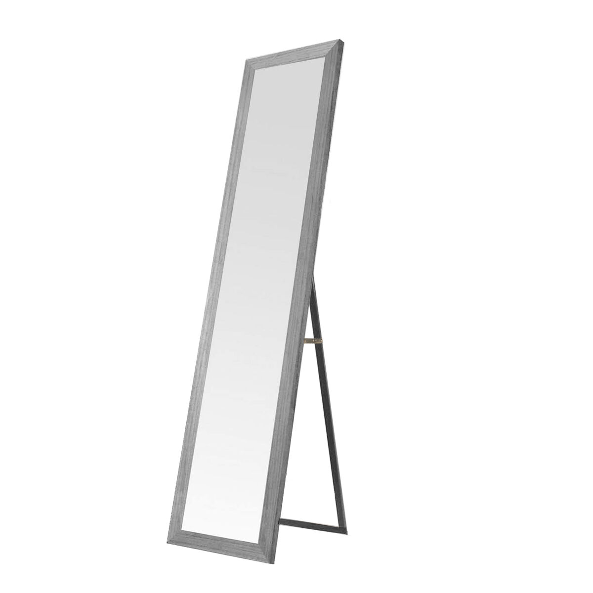 Espelho de pé de madeira 157x37 cm – moldura mdf envelhecido, estilo nórdico, pé ajustável