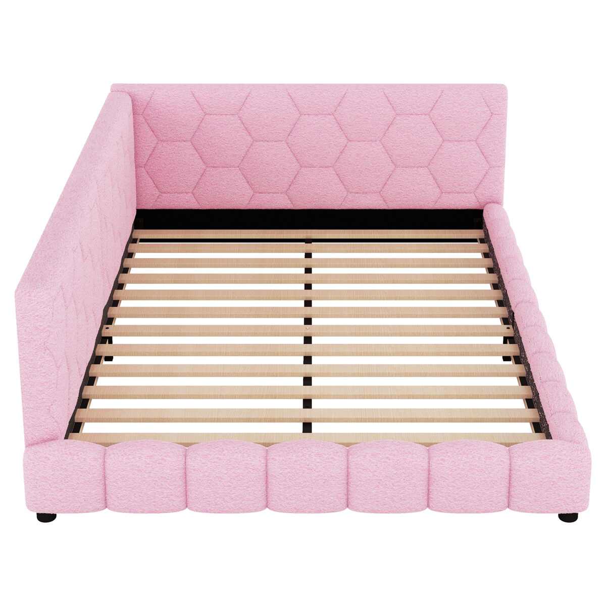 Sofá-cama de veludo 140x200 cm - com led e porta usb - rosa