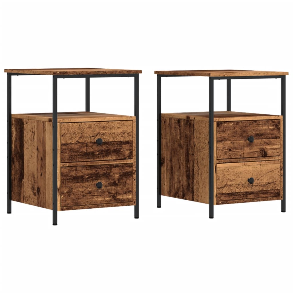 Vidaxl mesas de cabeceira 2 pcs derivados de madeira madeira velha