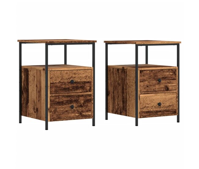 Vidaxl mesas de cabeceira 2 pcs derivados de madeira madeira velha