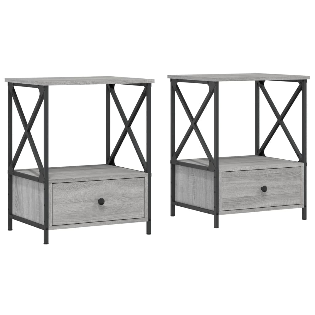 Vidaxl mesas de cabeceira 2pcs derivados de madeira cinza sonoma