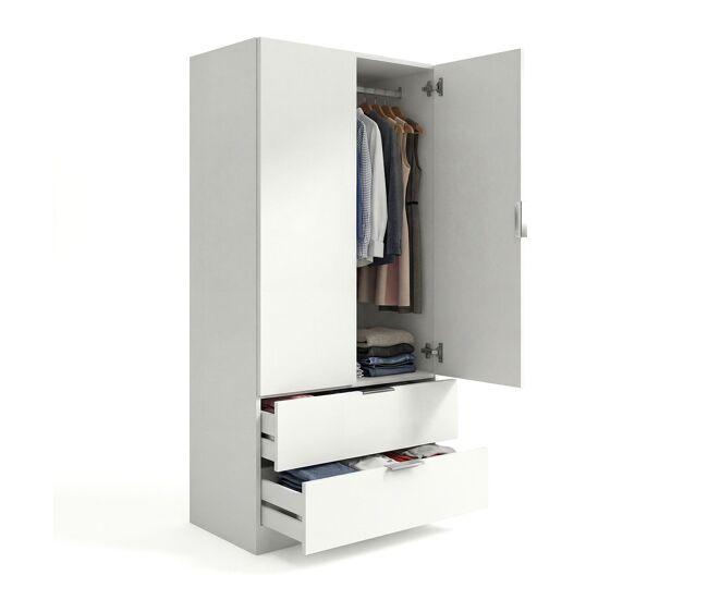 Armário com 2 portas e 2 gavetas, 81,5 x 180 cm, lark branco 81,5 x 180 x 52 cm