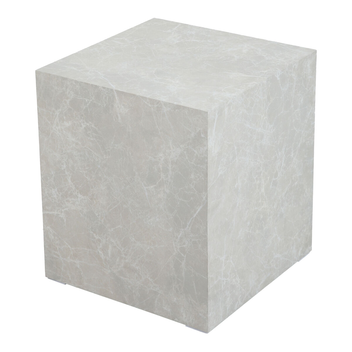 Mesa de apoio ellelu cubo mdf 45x40x40cm aspeto mármore taupe [en.casa]