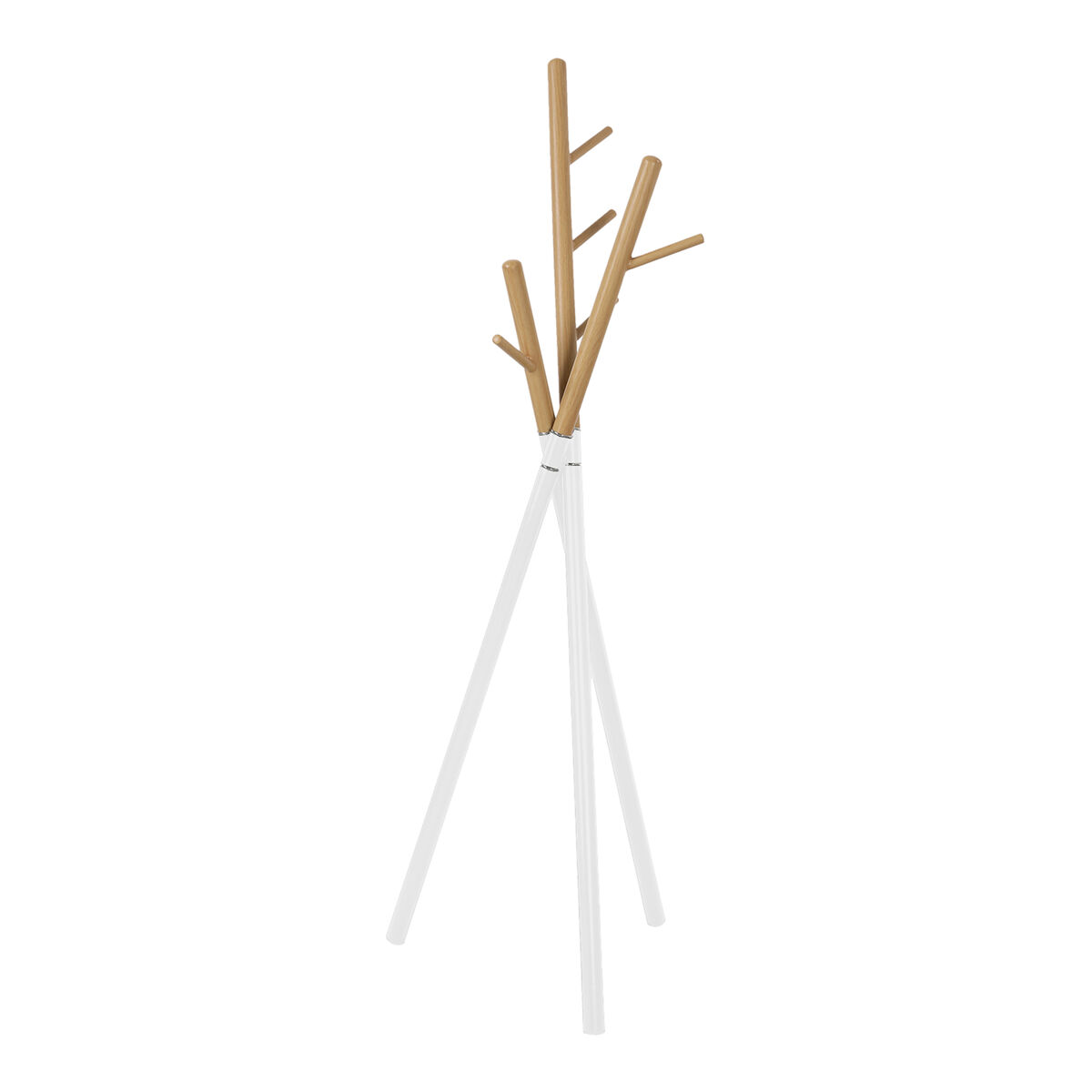 Bengaleiro laerdal 172x49x49 cm aço branco/madeira [en.casa]