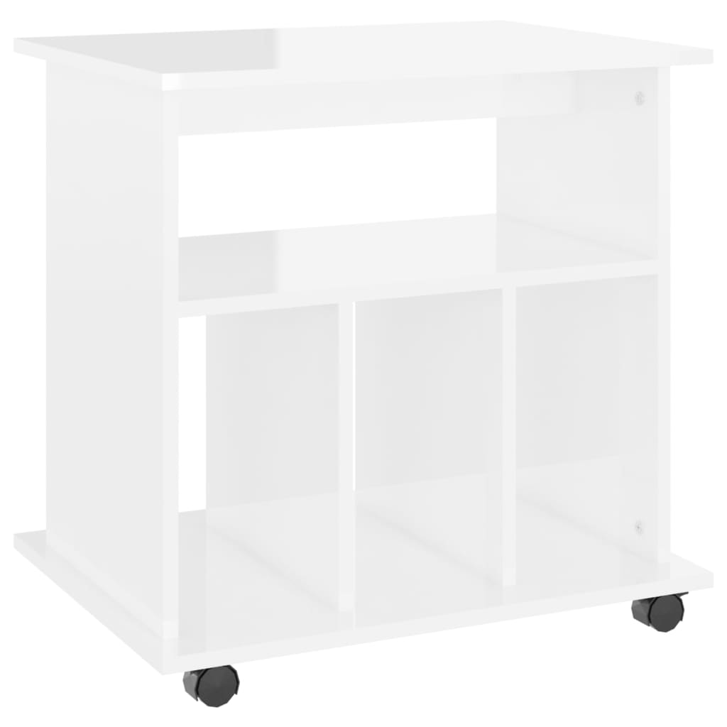 Vidaxl móvel com rodas 60x45x60 cm derivados madeira branco brilhante