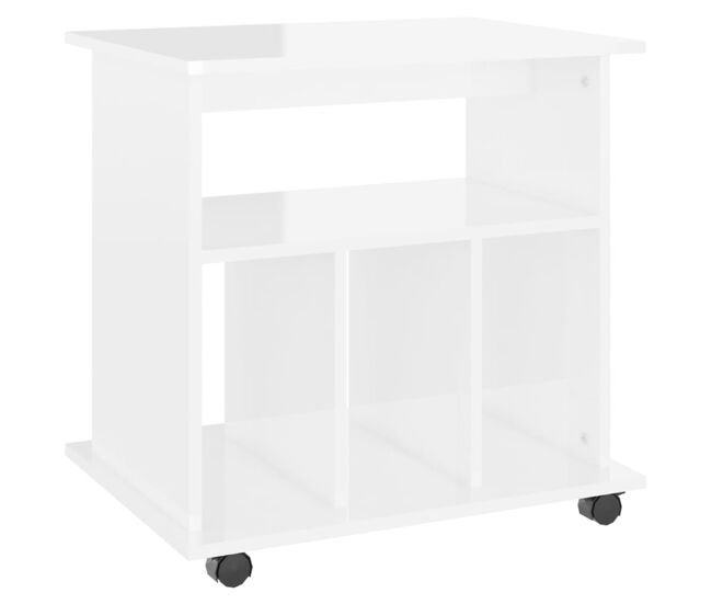 Vidaxl móvel com rodas 60x45x60 cm derivados madeira branco brilhante