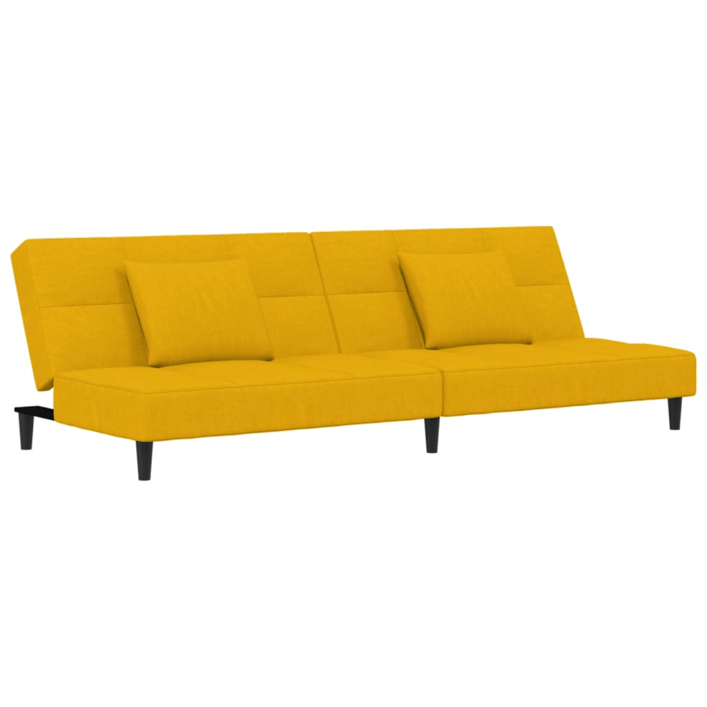 Vidaxl sofá-cama 2 lugares com duas almofadas veludo amarelo