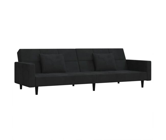 Vidaxl sofá-cama 2 lugares com duas almofadas veludo preto