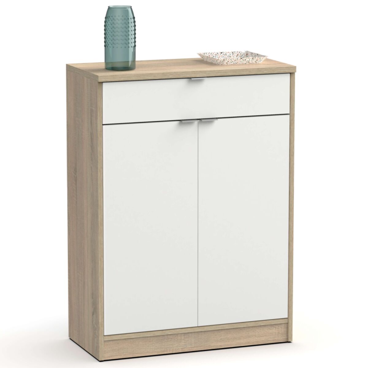 Sapateira berlin em branco brilhante e cambriano 101x75x36 cm