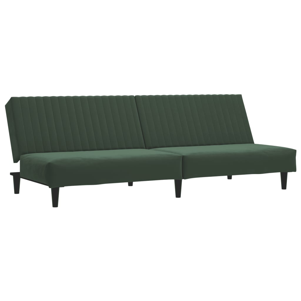 Vidaxl sofá-cama de 2 lugares veludo verde-escuro