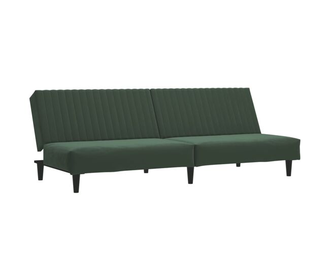 Vidaxl sofá-cama de 2 lugares veludo verde-escuro