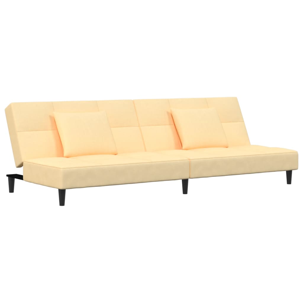 Vidaxl sofá-cama 2 lugares com duas almofadas veludo cor creme