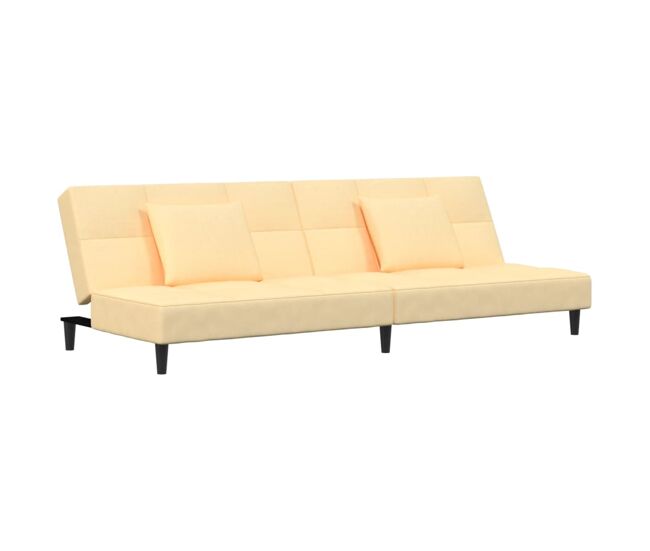 Vidaxl sofá-cama 2 lugares com duas almofadas veludo cor creme