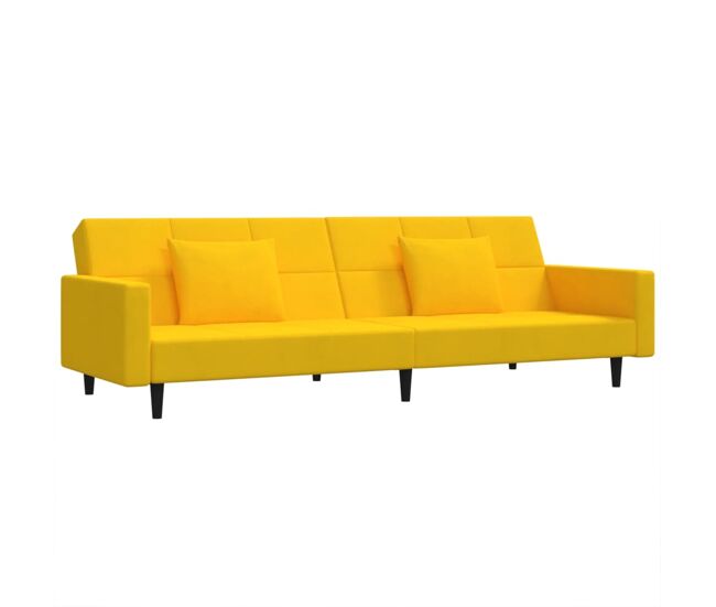 Vidaxl sofá-cama 2 lugares com duas almofadas veludo amarelo