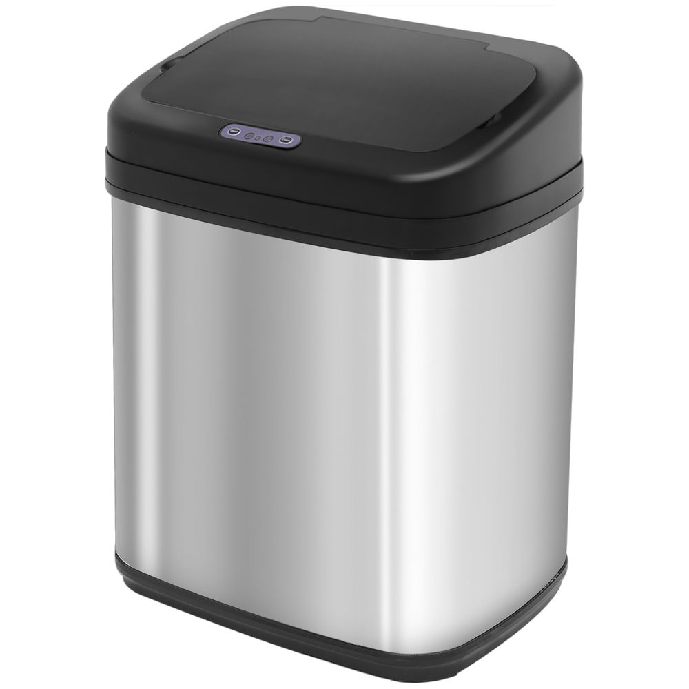 Homcom balde de lixo automático 20l balde de lixo de cozinha de aço inoxidável com sensor infravermelho abertura automática cubo amovível e alça