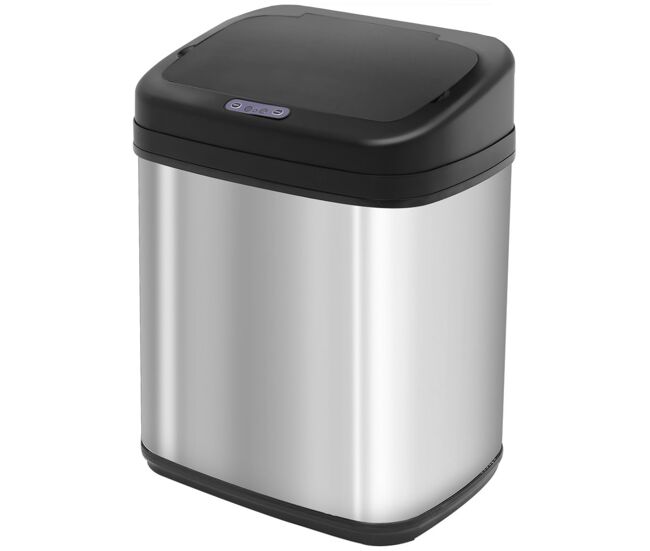 Homcom balde de lixo automático 20l balde de lixo de cozinha de aço inoxidável com sensor infravermelho abertura automática cubo amovível e alça