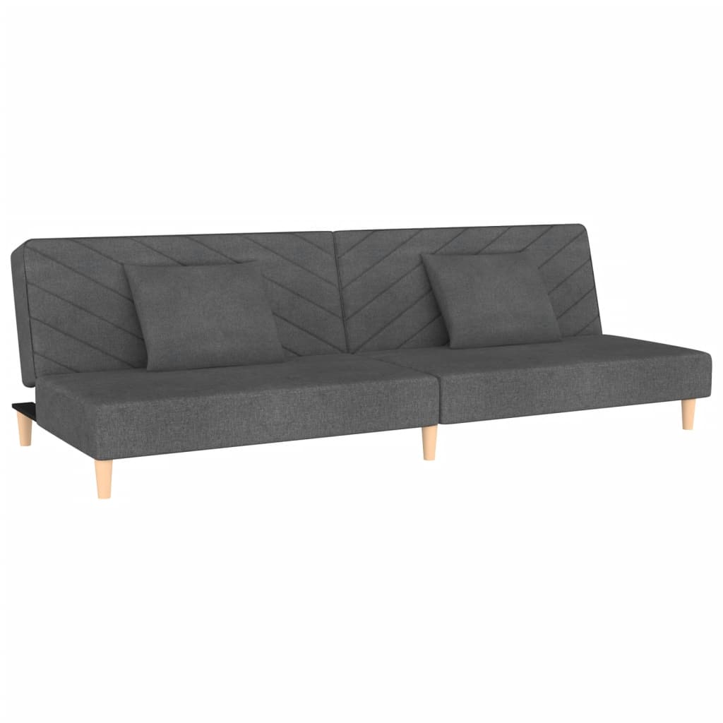 Vidaxl sofá-cama 2 lugares com duas almofadas tecido cinzento-escuro