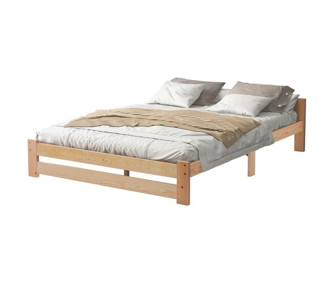 Cama de casal de madeira maciça 140x200cm,natural