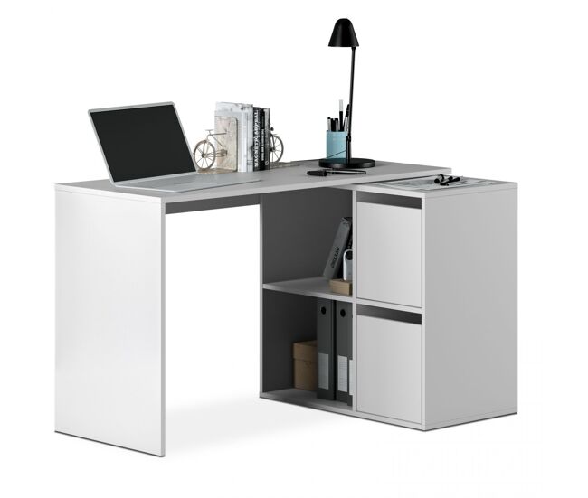 Mesa de escritório multiposição com espaço de arrumação 120 x 77 cm spacio artik white (branco mate) 120 x 74 x 77 cm
