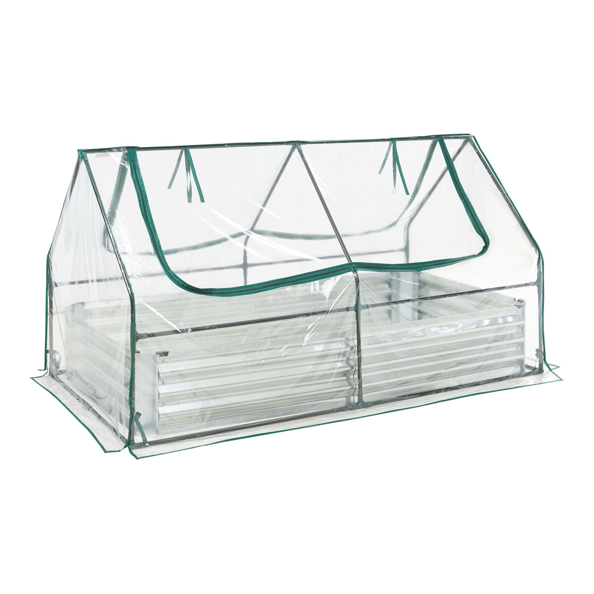 Canteiro de jardim elevado balsorano com estufa 186x96x98 cm - transparente [en.casa]