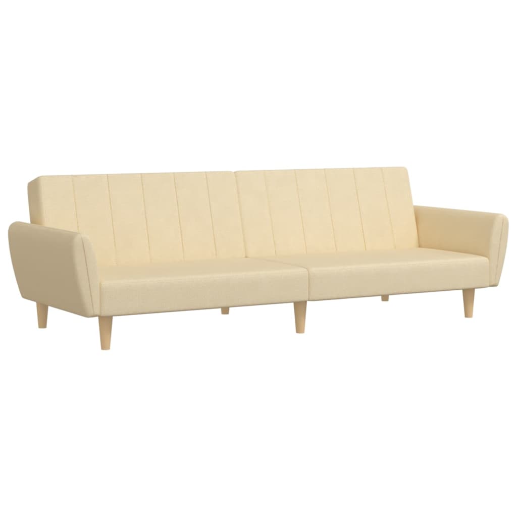Vidaxl sofá-cama de 2 lugares tecido cor creme