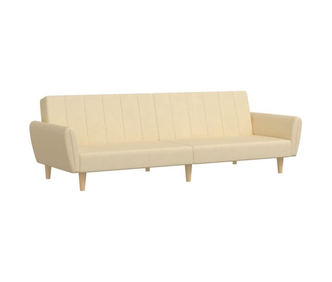 Vidaxl sofá-cama de 2 lugares tecido cor creme