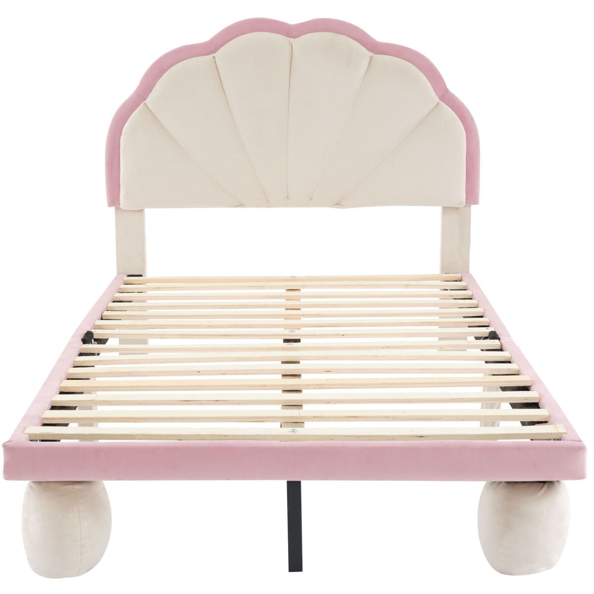 Cama de criança de veludo 90x200cm com luz led,rosa+bege