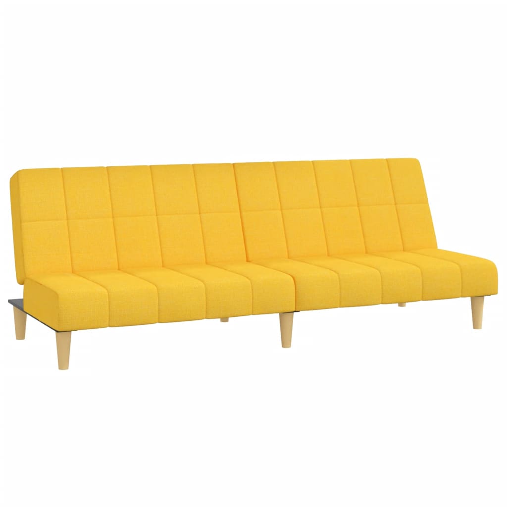 Vidaxl sofá-cama de 2 lugares tecido amarelo
