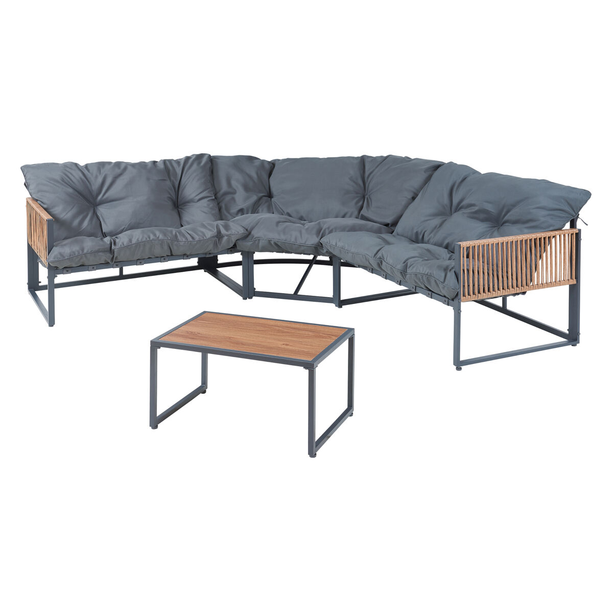 Conjunto de mobiliário de jardim Karg mesa e sofá modulares [casa.pro]