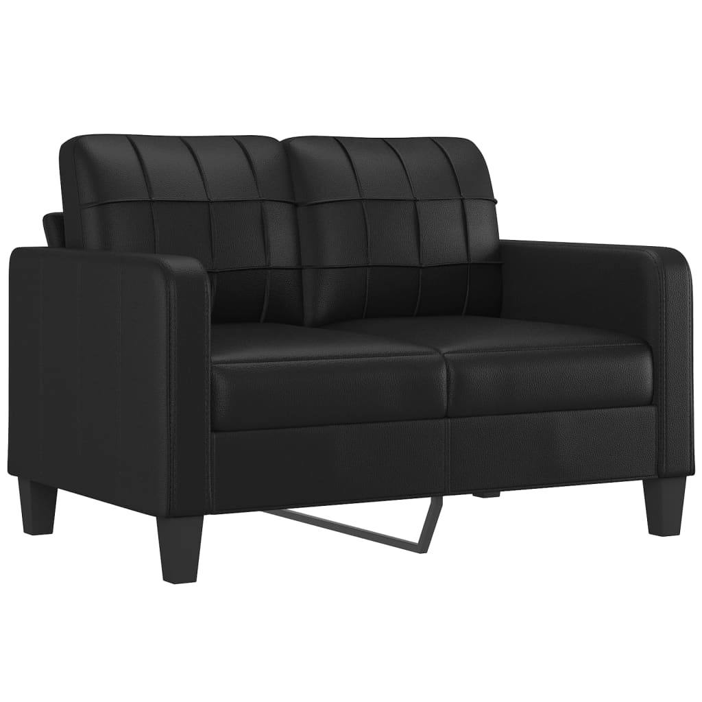 Sofá de 2 lugares - sofá fixo 120 cm couro artificial preto