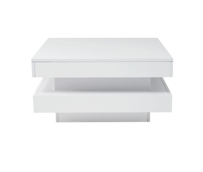 Mesa de centro contemporânea com led em 16 cores - forma quadrada - branco