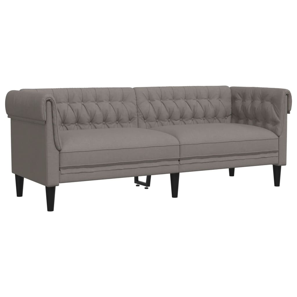 Sofá chesterfield 3 lugares - sofá fixo tecido cinzento-acastanhado