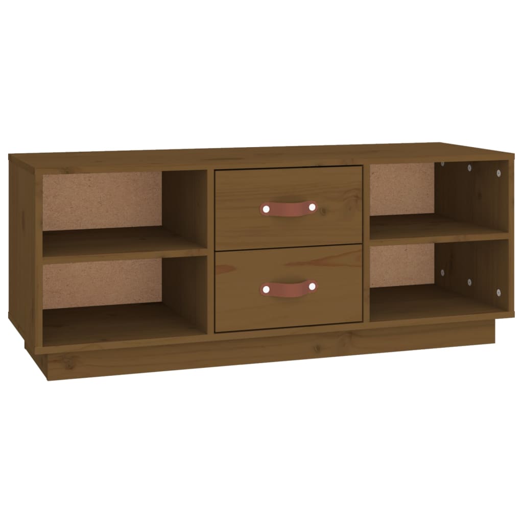 Móvel de tv - modulo de tv - armário de tv 100x34x40 cm madeira de pinho maciça castanho mel