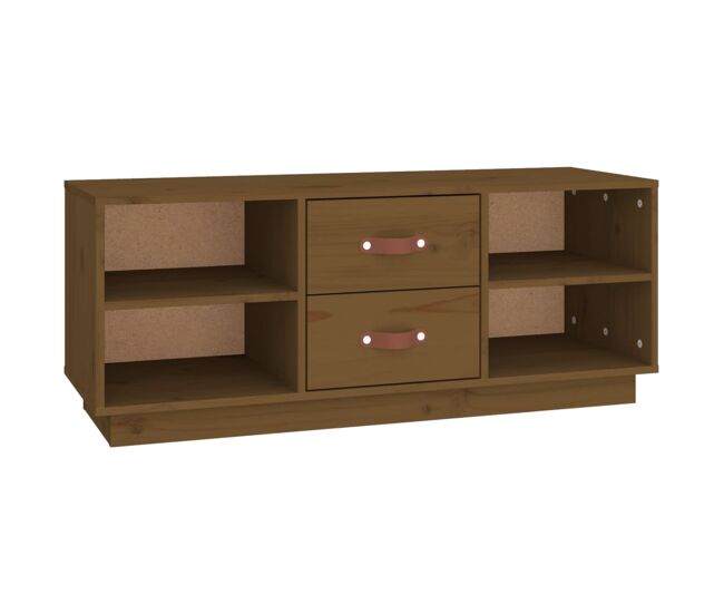 Móvel de tv - modulo de tv - armário de tv 100x34x40 cm madeira de pinho maciça castanho mel